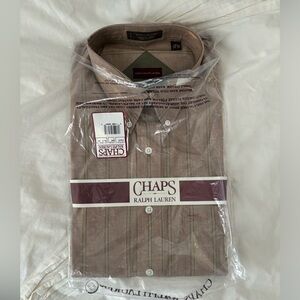 NWT Chaps Ralph Lauren classic brown dress shirt size 16 1/2 * 34-35 👔